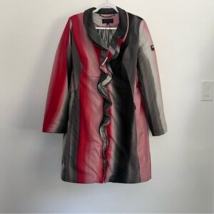 NEW Escada Sport Pink Grey Ruffles Puffer Trench Coat Jacket 38 8